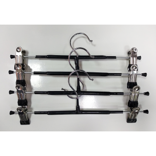 Плечики-прищепка для тяжелых брюк, юпок, штанов 30см (чорний силікон)